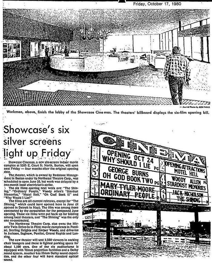 Showcase Cinemas Flint East - 1980 Article On Opening